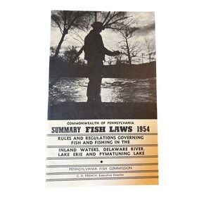 Vintage 1954 Pennsylvania Summary Fish Laws Booklet Fishing Regulations Ephemera